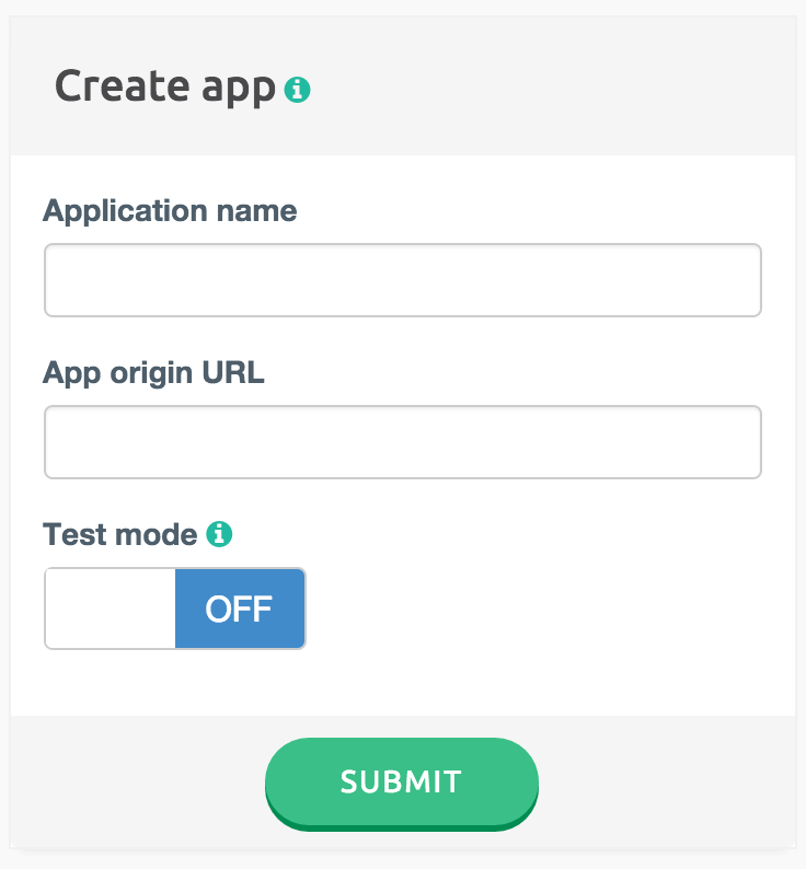 Details for a new app in callstats.io