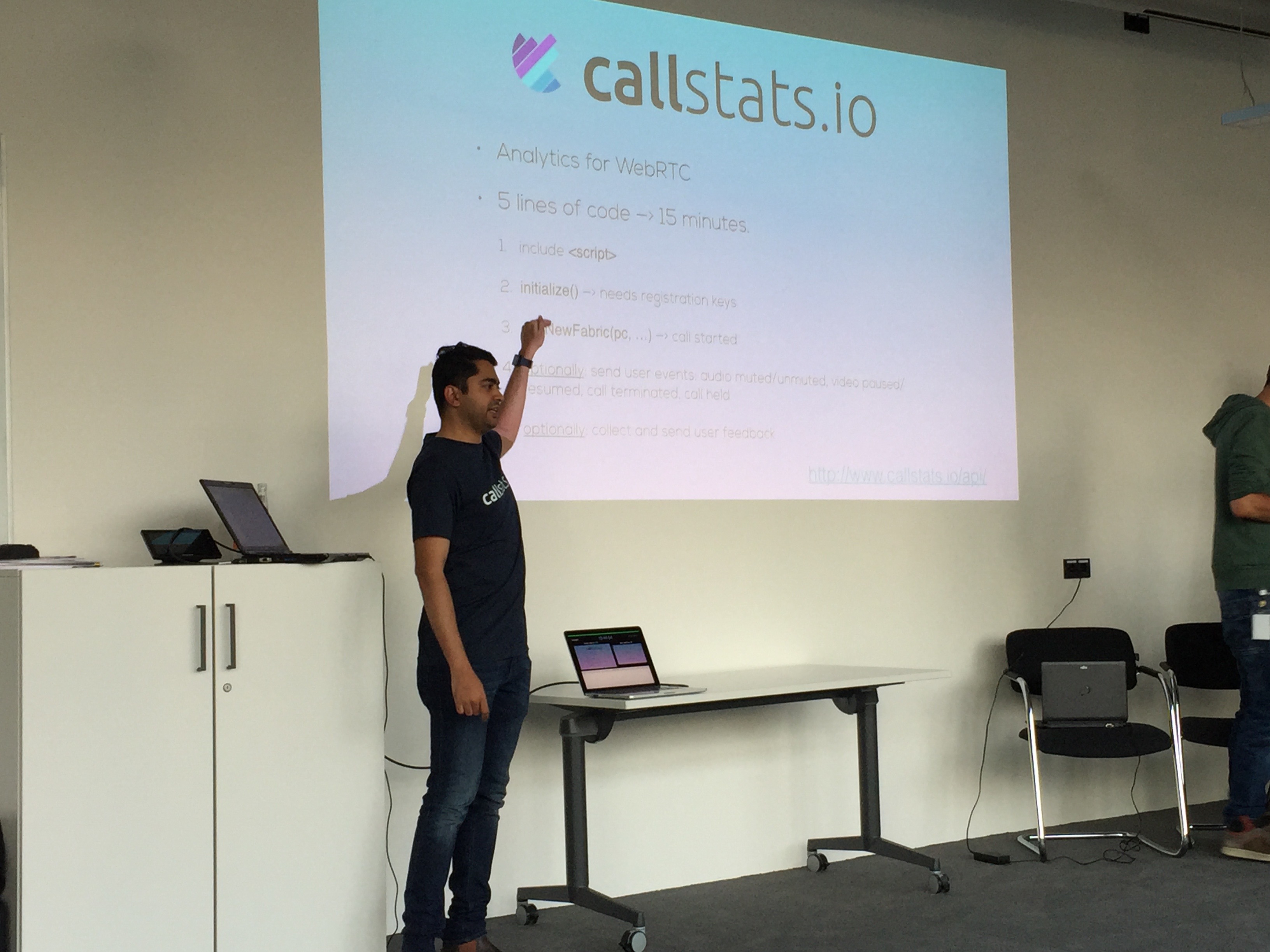 Varun, callstats.io CEO, at the WebRTC meetup in Munich