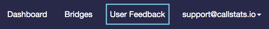 User feedback can be accessed from the top menu bar.