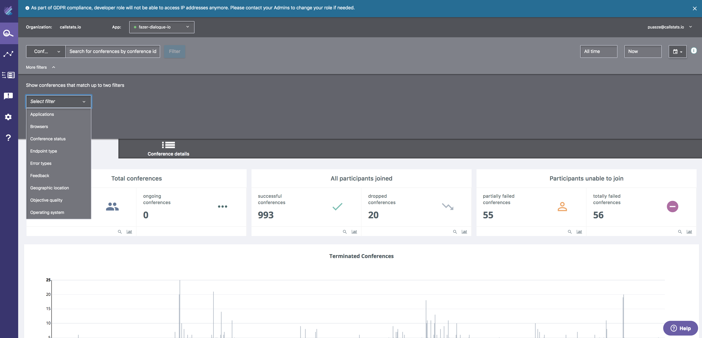 WebRTC service report for video calls